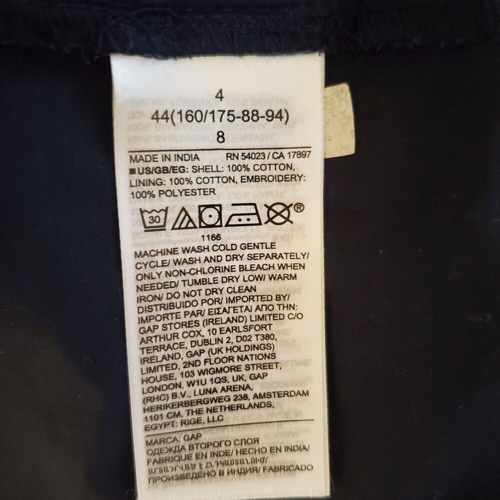 Gap Women's Maxi Dress Size 4 Navy Blue One Shoulder Cotton Poplin Lined - Picture 9 of 9